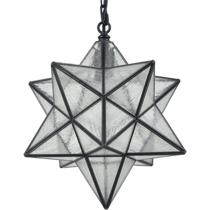 Lustre étoile morave de 14 pouces en verre de semence avec chaîne de suspension, adapté au salon, à la salle à manger et à la chambre à coucher