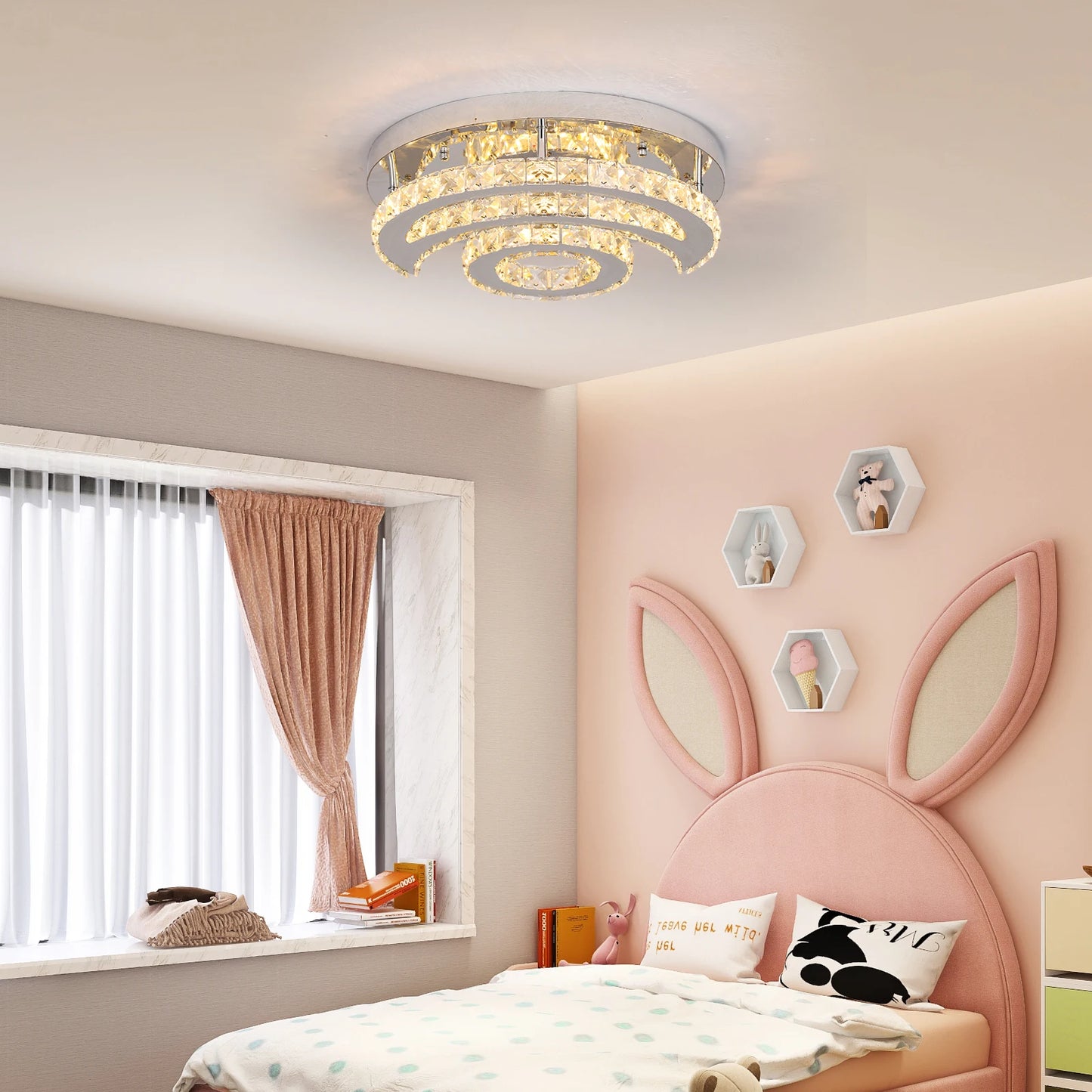 Plafonnier moderne en cristal à LED avec design soleil et lune, luminaire suspendu pour salon, salle à manger, chambre à coucher