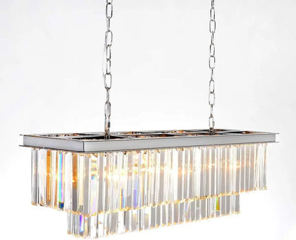 Modern K9 Crystal Chandelier Pendant Light Fixture Rectangular Lustras Ceiling Lamp for Dining Room Kitchen Home Lighting