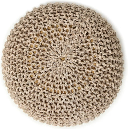 Pouf ottoman tricoté à la main en câble Pouf d'intérieur Repose-pieds circulaire pour salon - Chambre d'enfant