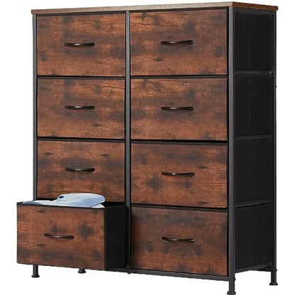 Commode pour enfants à 8 tiroirs en tissu pour chambre à coucher, commode avec bacs en tissu