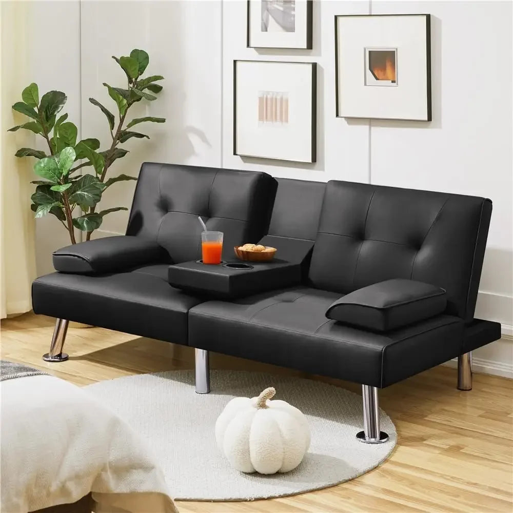 Sofa Bed Adjustmentsofa Double-sided Doublesofa Folding Sofa Bed Guestbed,cupholder,Bed Modern Artificial Leather Lounge Chair