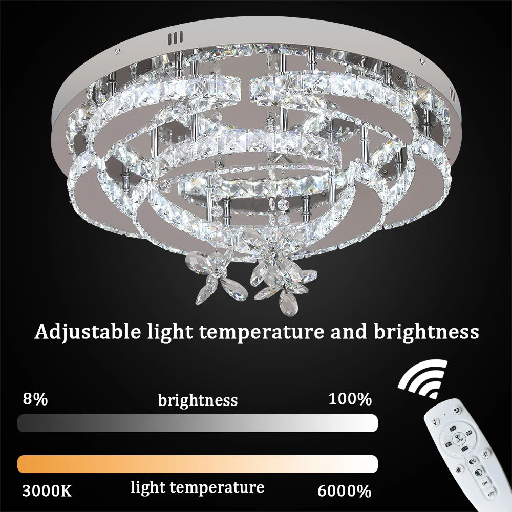 Luxury K9 Crystal Chandelier Modern Ceiling Lamp Led Living Dining Room Decor Pendant Light Dimmable Lustre Home Decor Fixture