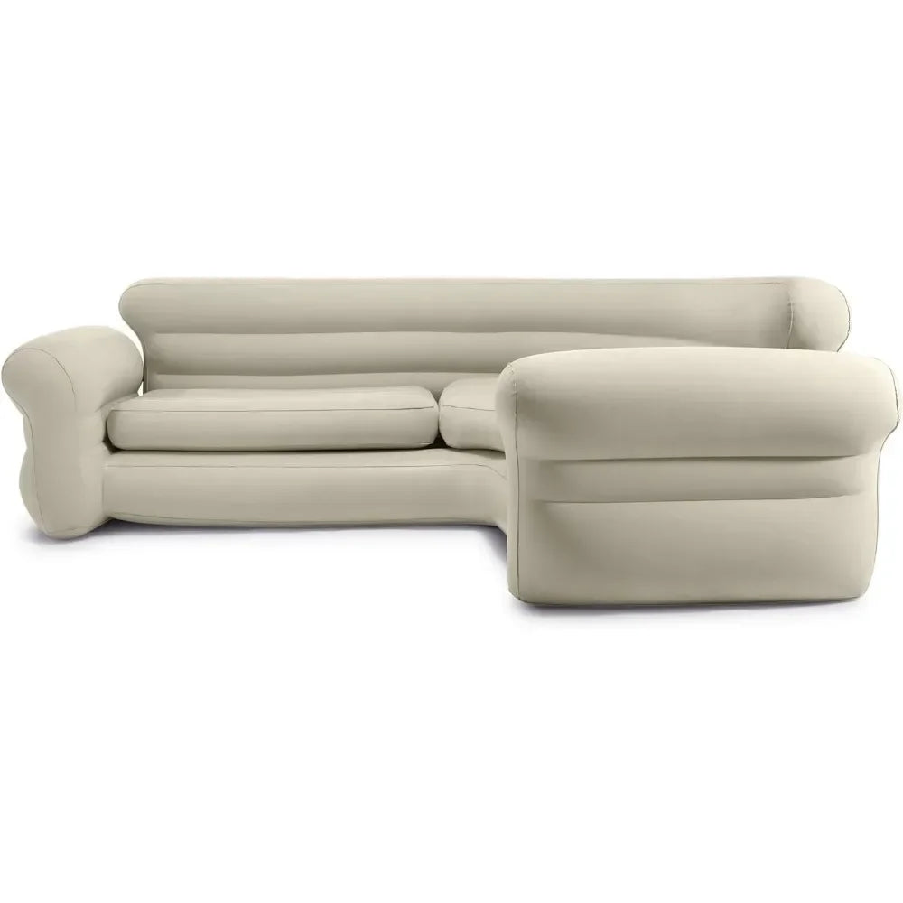 Sofa, inflatable angle sofa L-shaped, suitable for indoor use, with 2-in-1 valve, living room inflatable sofa