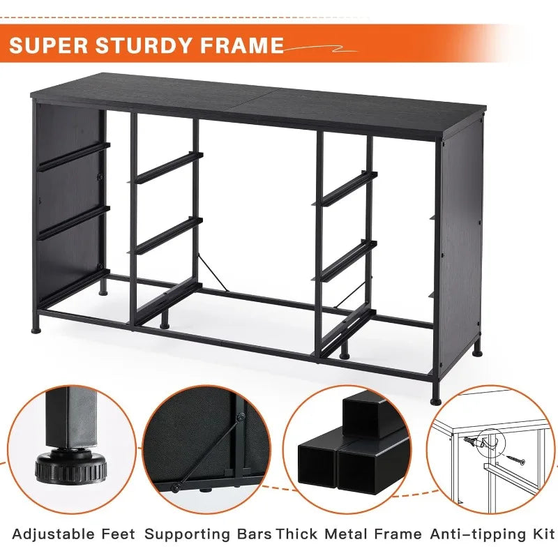 Mueble de TV con cajones, centro de entretenimiento con 9 cajones, mesa consola multimedia para consola de TV de 60 '' para dormitorio, resistente