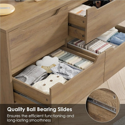 Cómoda moderna de 6 cajones para dormitorio, cómoda doble, organizador de almacenamiento grande de madera, gabinete de almacenamiento decorativo