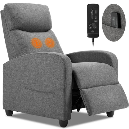 Fauteuil inclinable de massage JHK pour adultes, canapé inclinable confortable en tissu, siège de cinéma maison réglable avec rembourrage