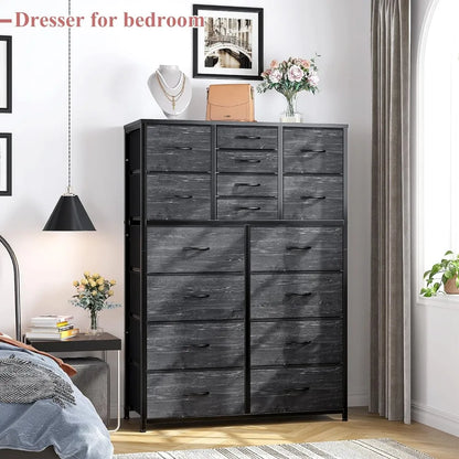 Dresser for Bedroom with 16 Drawer, Dressers & Chests of Drawers, Tall Dresser for Bedroom, Dresser Organizer with Fabric Bins