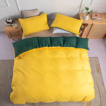 Home bedding set Double solid AB side Lemon yellow Green Duvet Cover Pillowcase US Twin FR king AU Single Queen UK Double 2/3pcs