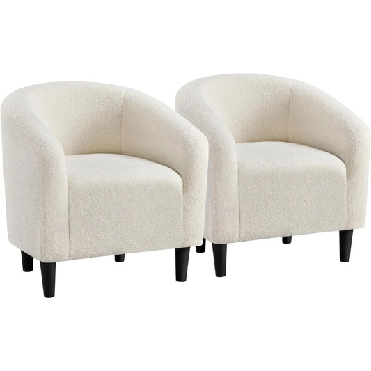 Barrel Chairs, Furry Accent Chairs, Chairs with Soft Padded Armrest, Fuzzy Club Chairs for Living Room Accent Chairs Set of 2,