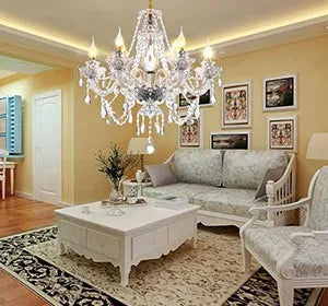 Ridgeyard 6-8 Arms Modern Crystal Glass Chandelier K9 Home Decor Luxury Pendant Candle Lamp For Dining Living Room Bedroom Light