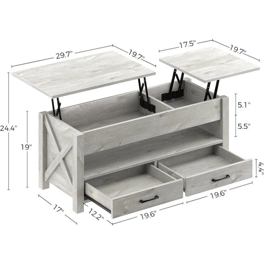 Gray Coffe Table Retro Center Table With Wooden Lift Tabletop for Living Room Tea and Coffee Tables Furniture End of Tables Side