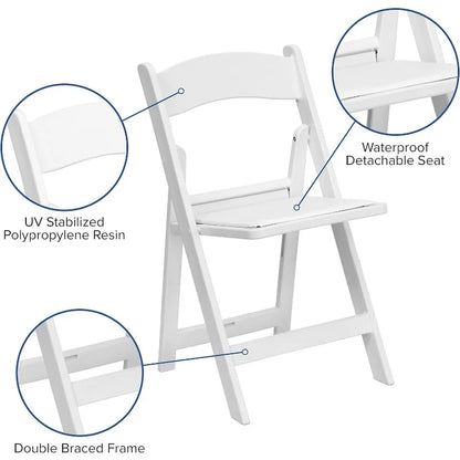 Chaise pliante de la série Hercules - Résine blanche - Ensemble de 4 Chaise d'événement confortable d'une capacité de poids de 800 lb - Wei clair