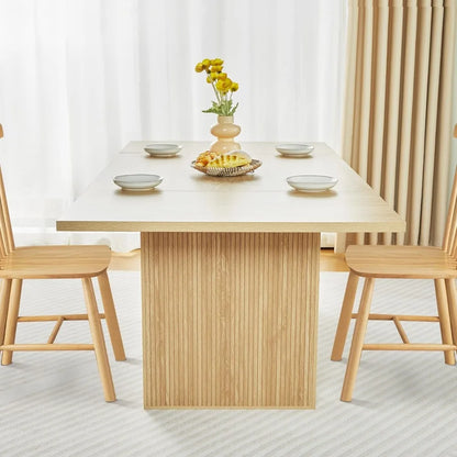 Modern farmhouse restaurant rectangular dining table that can comfortably accommodate 6-10 people, perfect for family gatherings