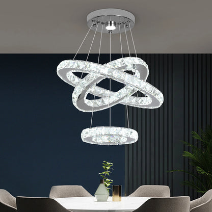 Modern Pendant Lighting Rings Led Crystal Chandelier Hanging Lustre Lamparas Ceiling Lamp Fixtures Luminaire for Living Room