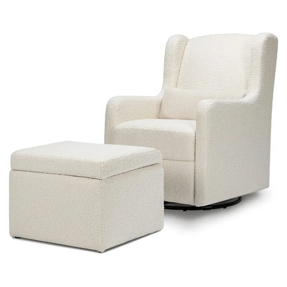 Carter's by DaVinci Adrian Swivel Glider with Storage Ottoman in Performance Cream Linen, Water Repellent and Stain Resistant,