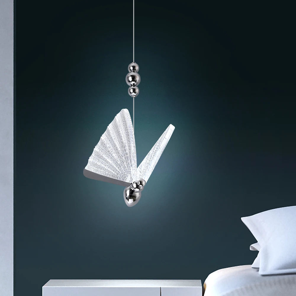 Lámpara colgante de mariposa LED moderna, lámpara colgante para dormitorio, lámpara de techo, lámpara colgante para mesita de noche, sala de estar, hogar, interior