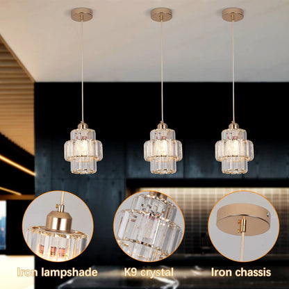 Gold Pendant Light Crystal Led Modern Chandelier Ceiling Lamp Living Dining Room Luminaire Kitchen Island Home Appliance Fixture