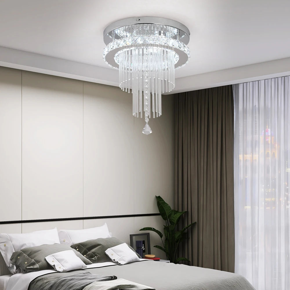 Crystal Ceiling Lamp RC Dimming Led Chandelier K9 Crystal Chrome Pendant Light Dinning Bedroom Home Decoration Lighting Fixtures