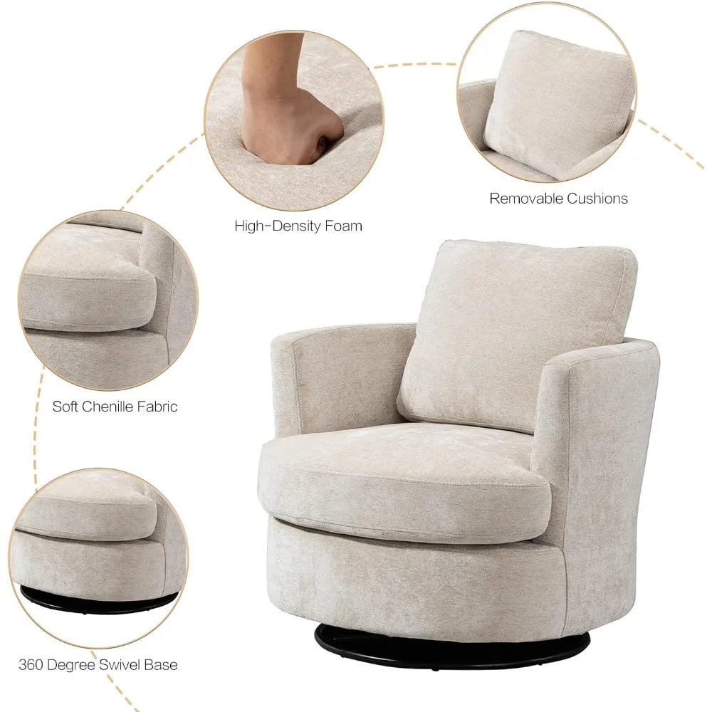 Set of 2 Swivel Accent Barrel Chair,Comfy Round Accent Sofa Chair for Living Room,360 Degree Club Chair,Leisure Arm Chair