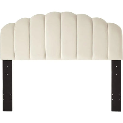 Tufted Velvet Upholstered Headboard Channel Queen Full Size Bed Adjusted Height 42-50 Inch Velvet Fabric and Durable Wood Legs