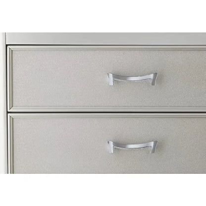 Design by Ashley Coralayne Glam 3 Drawer Nightstand with Faux Shagreen Drawer Fronts, Silver