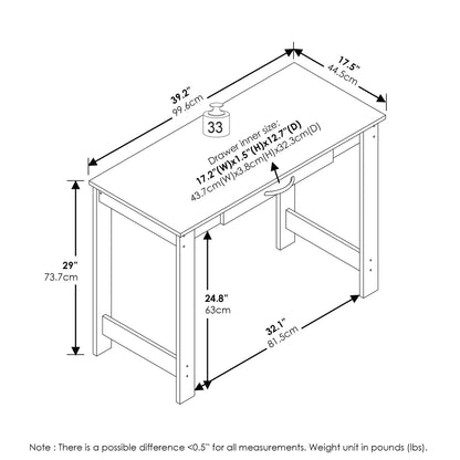 Meubles Jaya Bureau d'écriture avec table à tiroirs Bureaux d'ordinateur Bureau de chambre pour étudier Pliante Lecture Jeux Accessoires de bureau Ordinateur portable