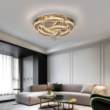 Luxury K9 Crystal Chandelier Modern Ceiling Lamp Led Living Dining Room Decor Pendant Light Dimmable Lustre Home Decor Fixture