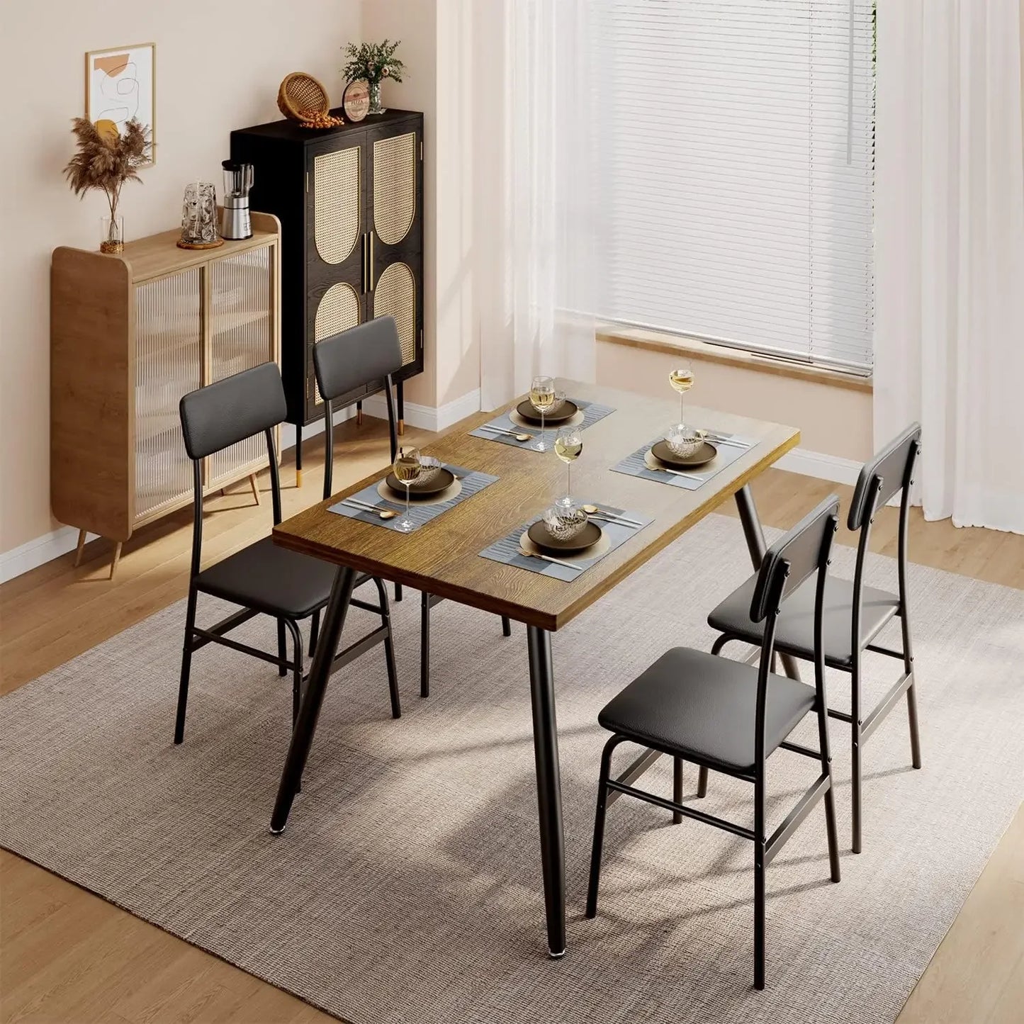 Kitchen Dining Table with 4 Chairs for Small Space Dinning Tables and Chairs Apartment Chair Dining Room Set Furniture Bedroom