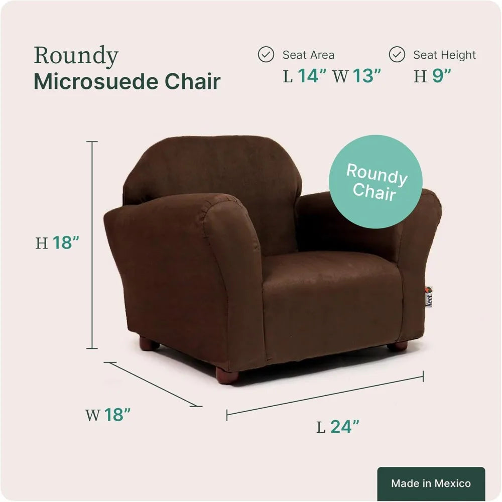 Chaise pour enfant en microsuède, Roundy, marron