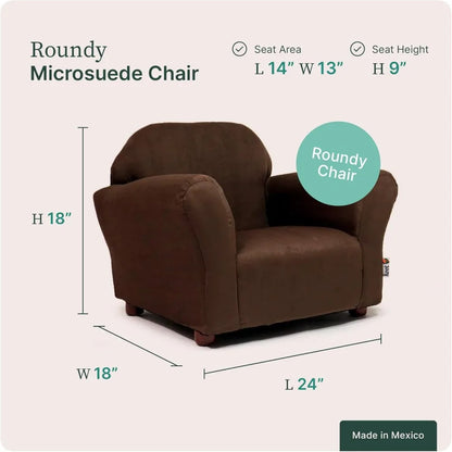 Chaise pour enfant en microsuède, Roundy, marron