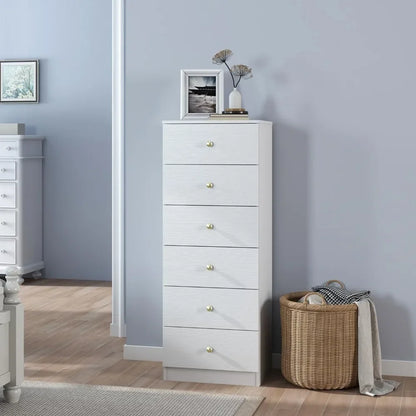 Chest of Drawers in the Bedroom Furniture Modern 6 Drawer Vertical Dresser Toilet Furniture Makeup Table Entryway (White) Office