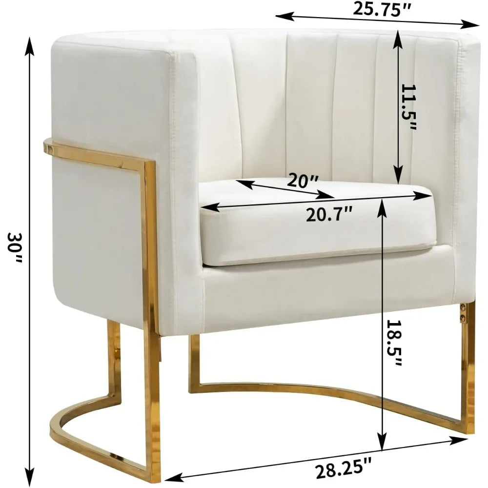 Accent Chairs Set of 2,  Modern Upholstered Barrel Armchair with Pillow for Living Room, Comfy  Chair  for Bedroom, White