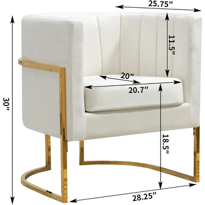 Accent Chairs Set of 2,  Modern Upholstered Barrel Armchair with Pillow for Living Room, Comfy  Chair  for Bedroom, White