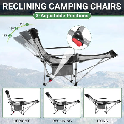 2-in-1 Reclining Camping Chair with Removable Umbrella Lightweight Folding Camping Chair,Beach Chairs