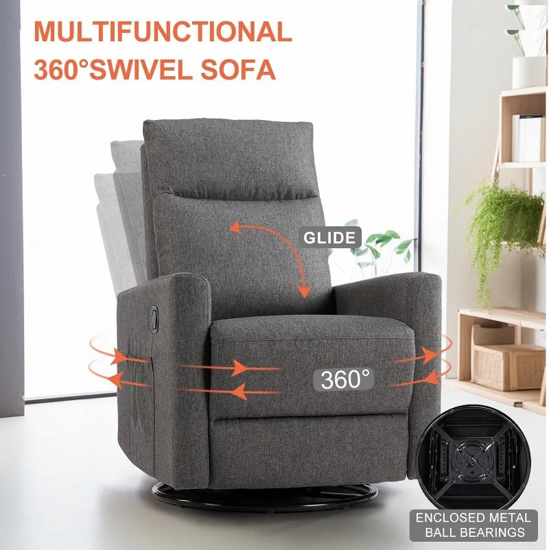 Sweetcrispy Swivel Rocking, Glider Rocker Recliner, Nursery Chair with Extra Large Footrest for Living Room, High Back