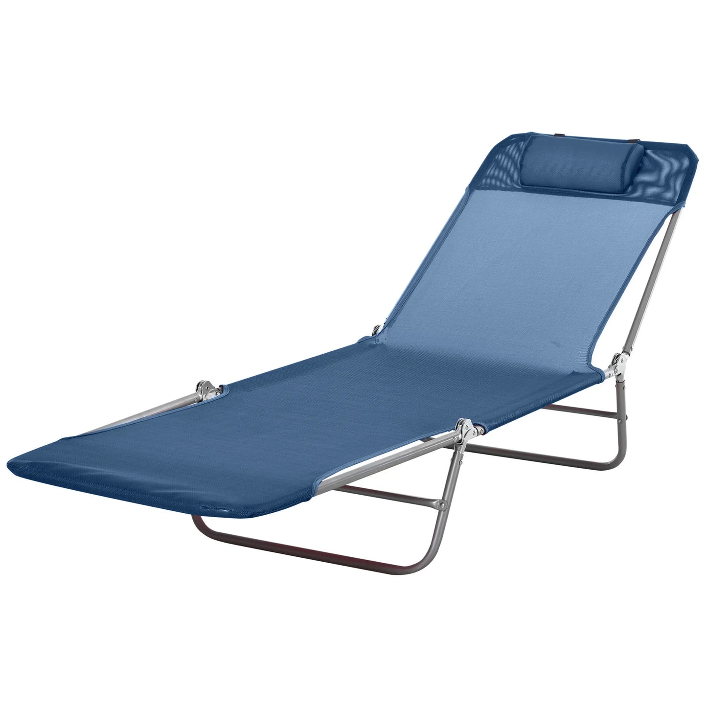 Folding Chaise Lounge Chair, Pool Sun Tanning Chair, Outdoor Lounge Chair with 5-Position Reclining Back, Breathable Mesh Seat