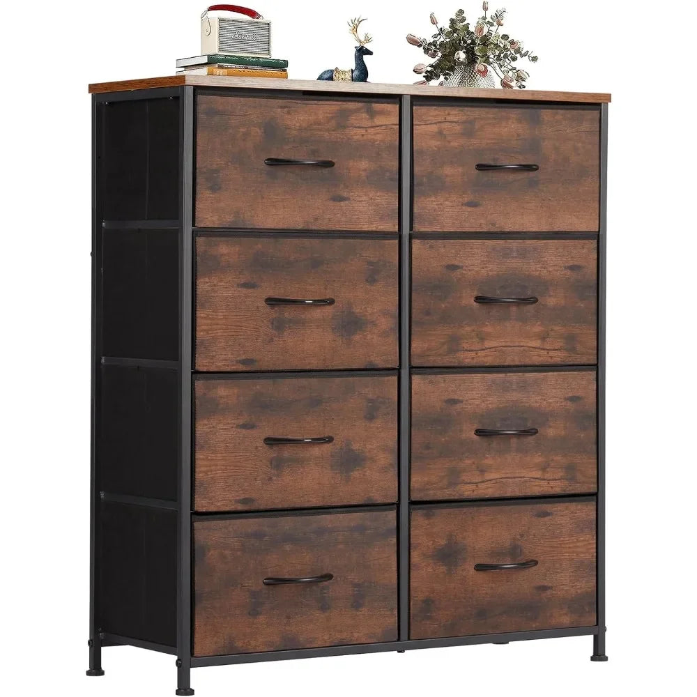 Dressing Cabinet, 8-drawer Dresser, Fabric Dresser for Bedroom, High Wood-topped Dresser for Bedroom