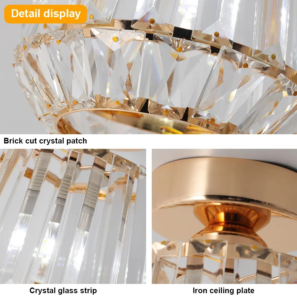 Gold Pendant Light Crystal Led Modern Chandelier Ceiling Lamp Living Dining Room Luminaire Kitchen Island Home Appliance Fixture