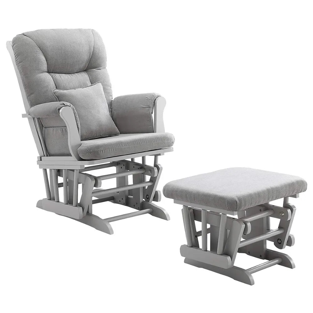 Angel Line Monterey Glider & Ottoman, Grey Finish - Grey Cushion