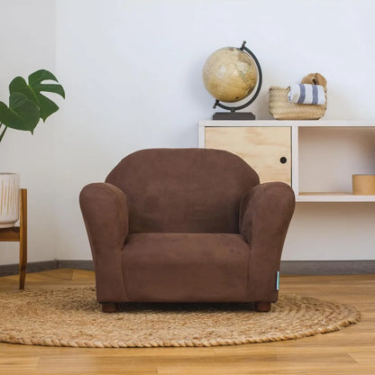 Chaise pour enfant en microsuède, Roundy, marron