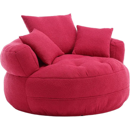 360 Degree Swivel Barrel Accent Chairs, Round Lazy Chair with 3 Pillows,Comfy Armchair for Hotel, Living Room, Bedroom