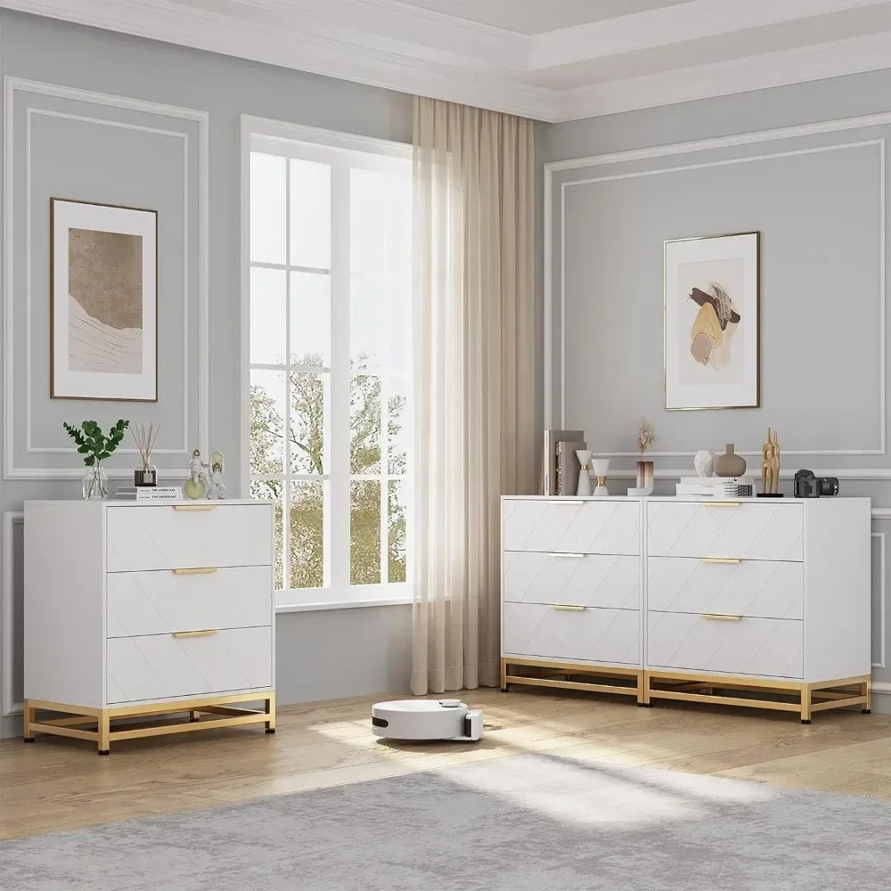 With Wide Drawers and Metal Handles Toilet Furniture Makeup Table Dresser for Bedroom With 3 Drawer White Toiletries Furnitures