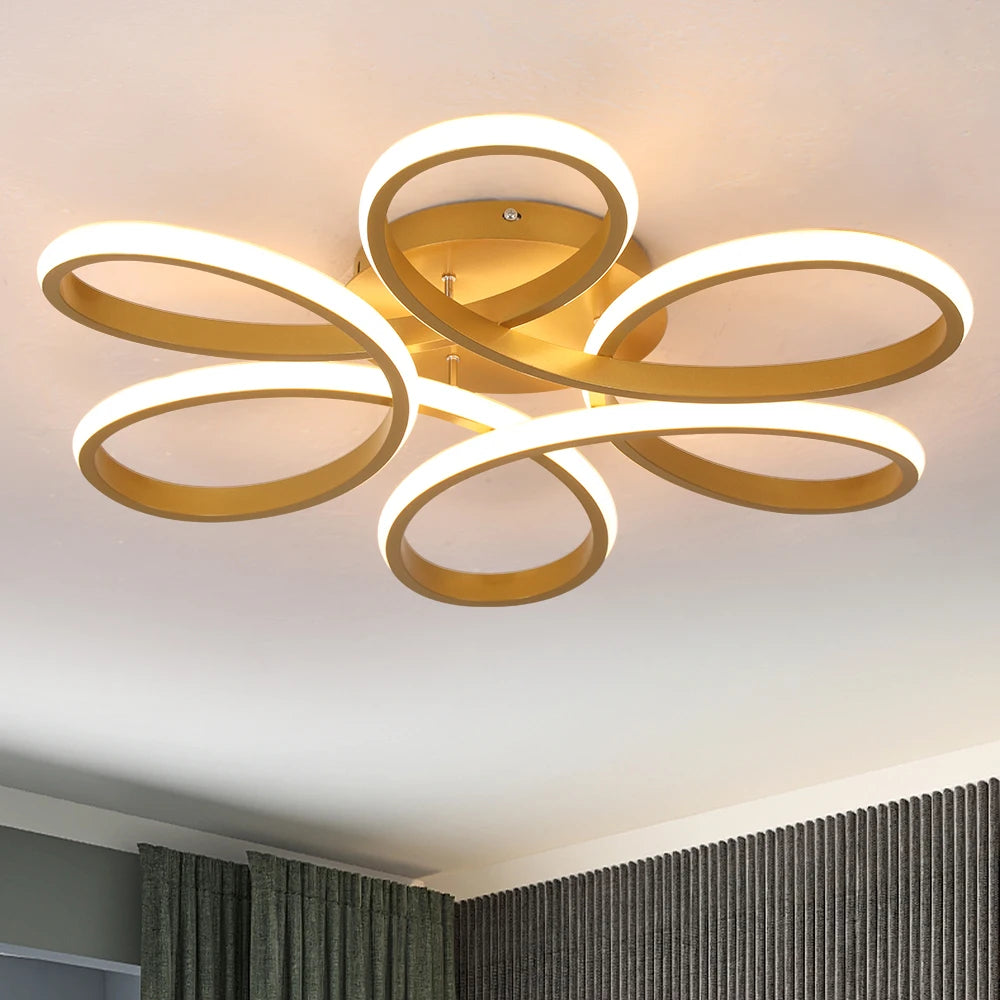 Modern Acrylic Pendant Light Gold Flower Led Ceiling Lamp Living Dining Room Nordic Chandelier Aisle Decor Balcony Hang Fixture