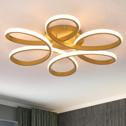 Modern Acrylic Pendant Light Gold Flower Led Ceiling Lamp Living Dining Room Nordic Chandelier Aisle Decor Balcony Hang Fixture