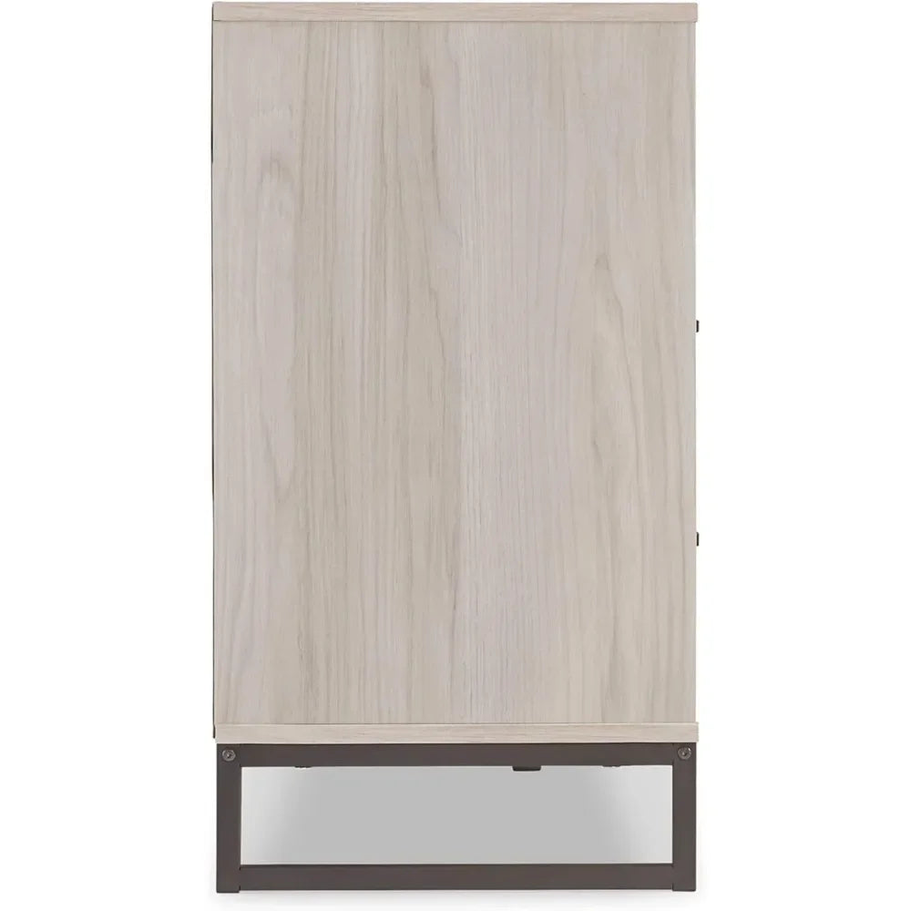 Cómoda de 6 cajones de 59" para TV, color beige, con envío gratuito, para sala de estar, muebles de almacenamiento