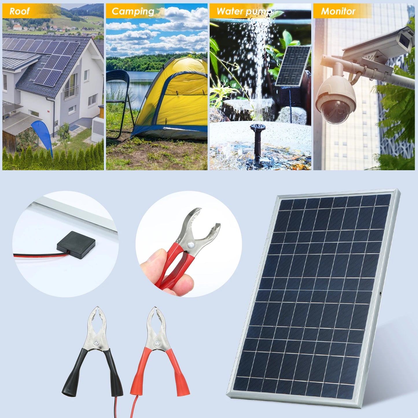 Panel solar de 300 W, 12 V, portátil, recargable, para exteriores, generador solar doméstico, cargador solar, fuente de alimentación para vehículos recreativos