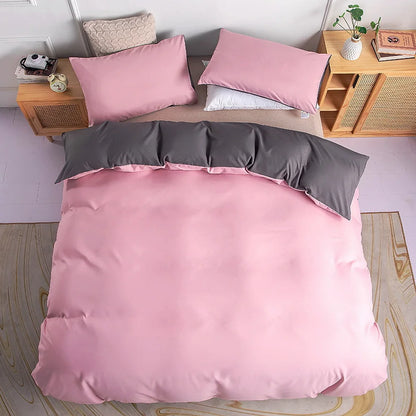 Home bedding set Double solid AB side Bean pink gray Duvet Cover Pillowcase US Twin FR king AU Single Queen UK Double 2/3pcs