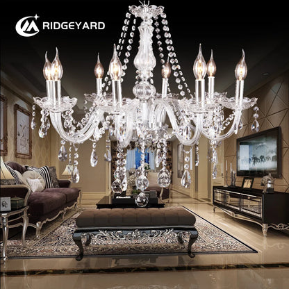 Ridgeyard 6-8 Arms Modern Crystal Glass Chandelier K9 Home Decor Luxury Pendant Candle Lamp For Dining Living Room Bedroom Light