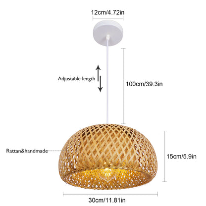 Lampe suspendue vintage en bambou et rotin